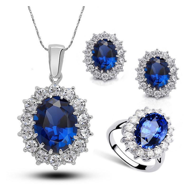 Crystal Jewelry Bridal Necklace Earrings Ring Jewelry Set Image