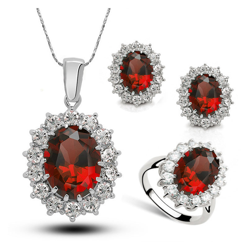 Crystal Jewelry Bridal Necklace Earrings Ring Jewelry Set Image