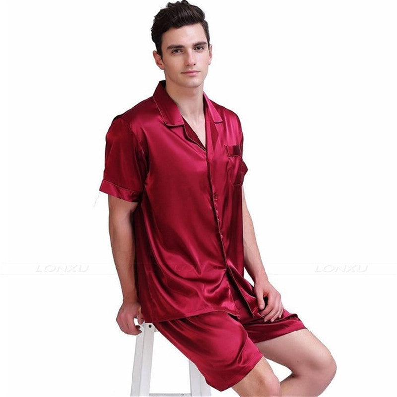 Pajamas Set Pyjamas Nightwear Men Silk Plus Size Satin Image