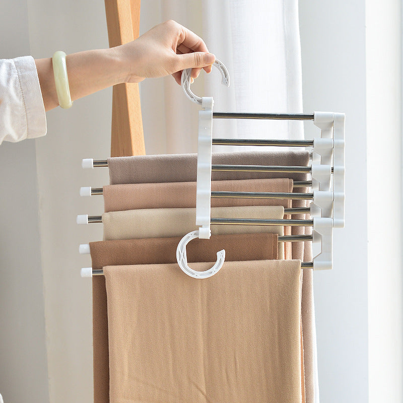 Telescopic Folding Multifunctional Pants Rack Pants Hanger Household Image