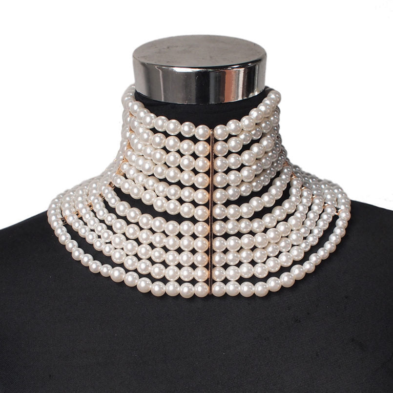 Multi-layered Pearl Sexy Short Necklace Necklace Necklace Image