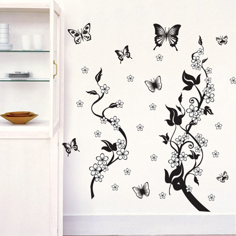 Fashion PVC Wall Sticker Butterfly Flower Third Generation Wall Sticker Image