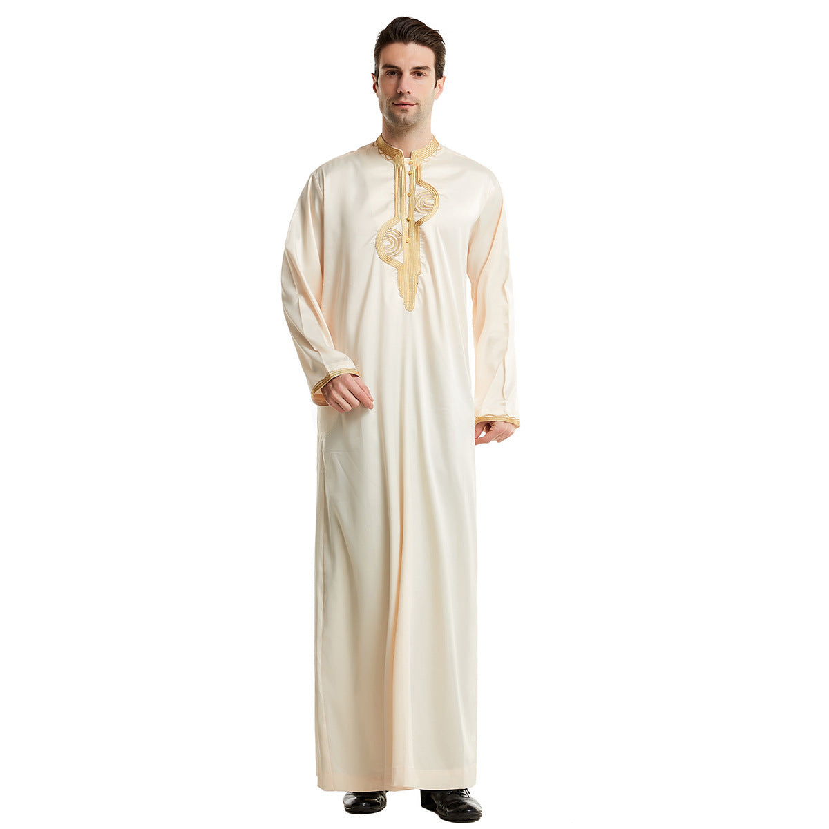 Arabian Middle East Stand Collar Embroidered Robe Image