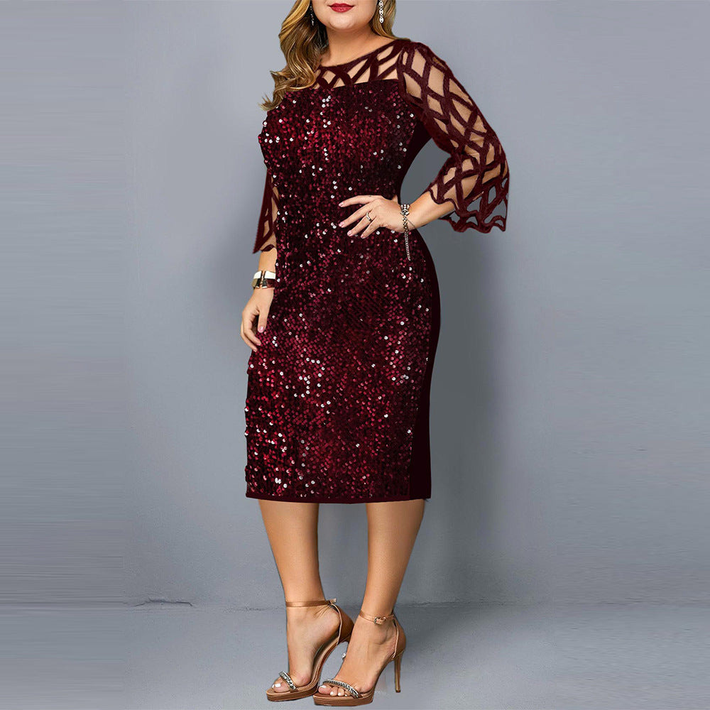 Party Dresses Sequin Plus Size Women's Sexy Night Club Dress Image