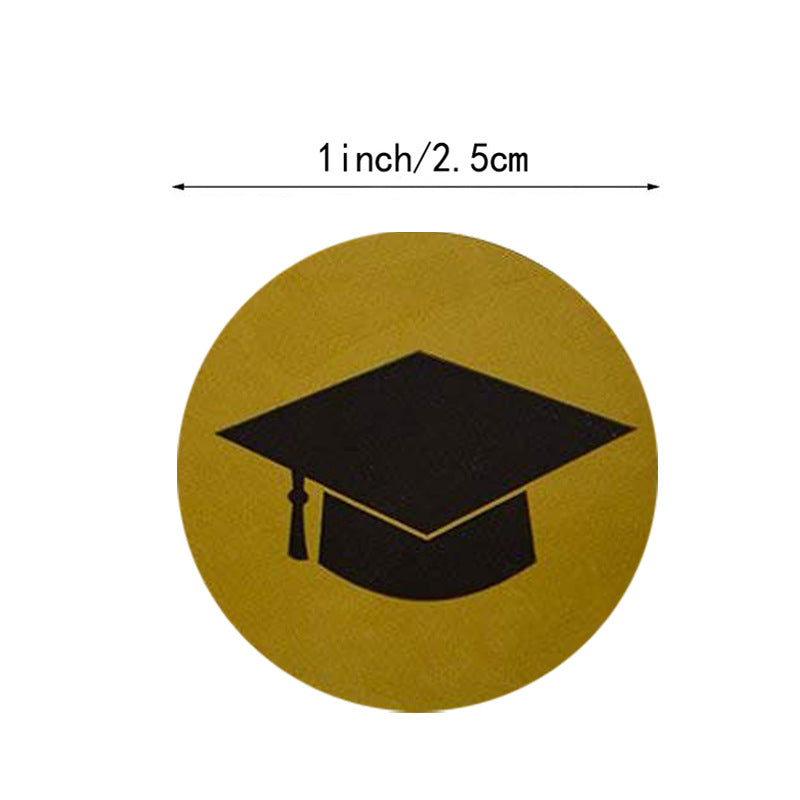 Round Graduation Sticker Graduation Cap And Diploma Label Party School Supplies Student Stationery Sticker Image