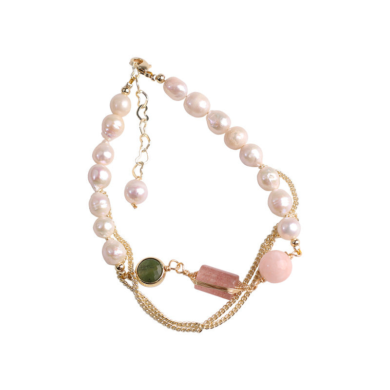 Women's Natural Freshwater Pearl Strawberry Crystal Bracelet Image