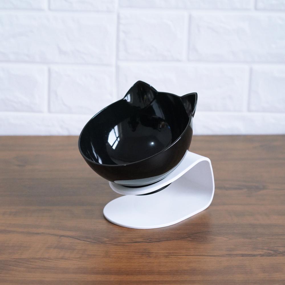 New Inclined Food Cat Ear Oblique Mouth Transparent Single Pet Bowl Image