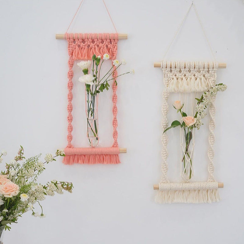 Woven Tapestry, Cotton Rope, Wall Hanging And Dried Flower Decoration Image