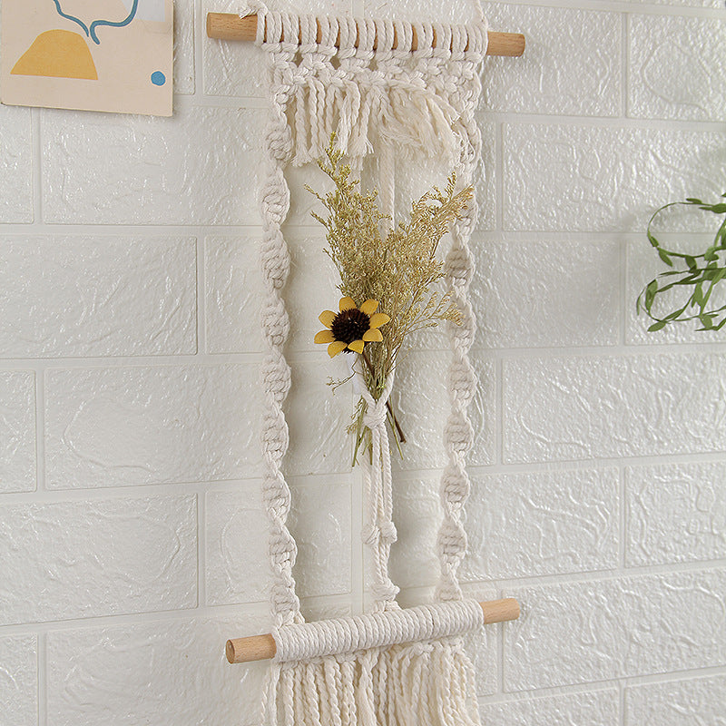 Woven Tapestry, Cotton Rope, Wall Hanging And Dried Flower Decoration Image