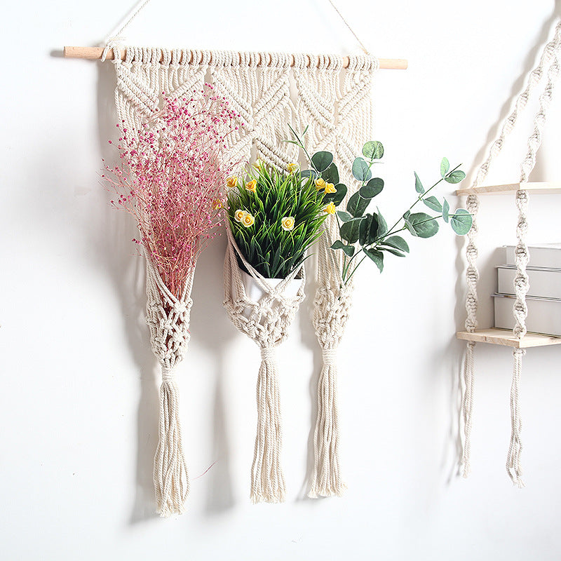 Woven Tapestry Bohemian Dried Flower Pot Rack Image