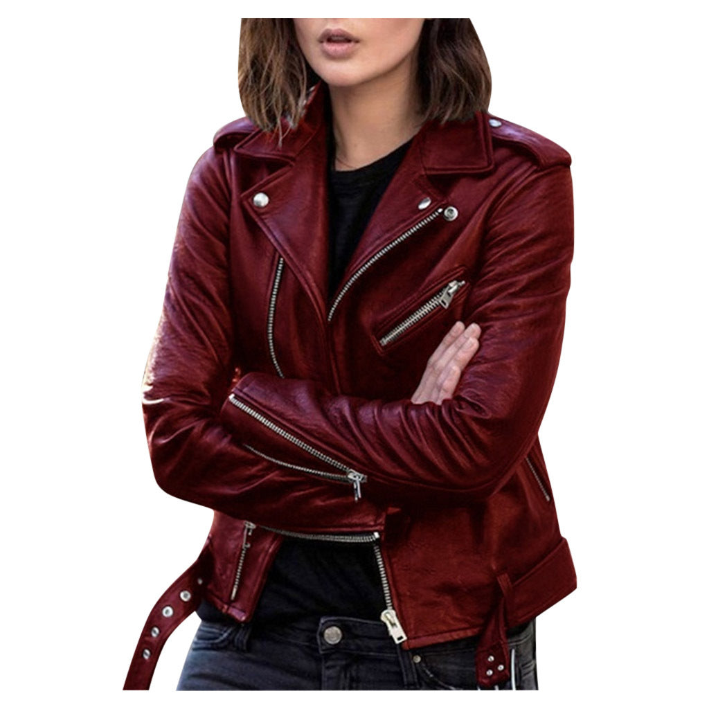 Zip leather jacket Image