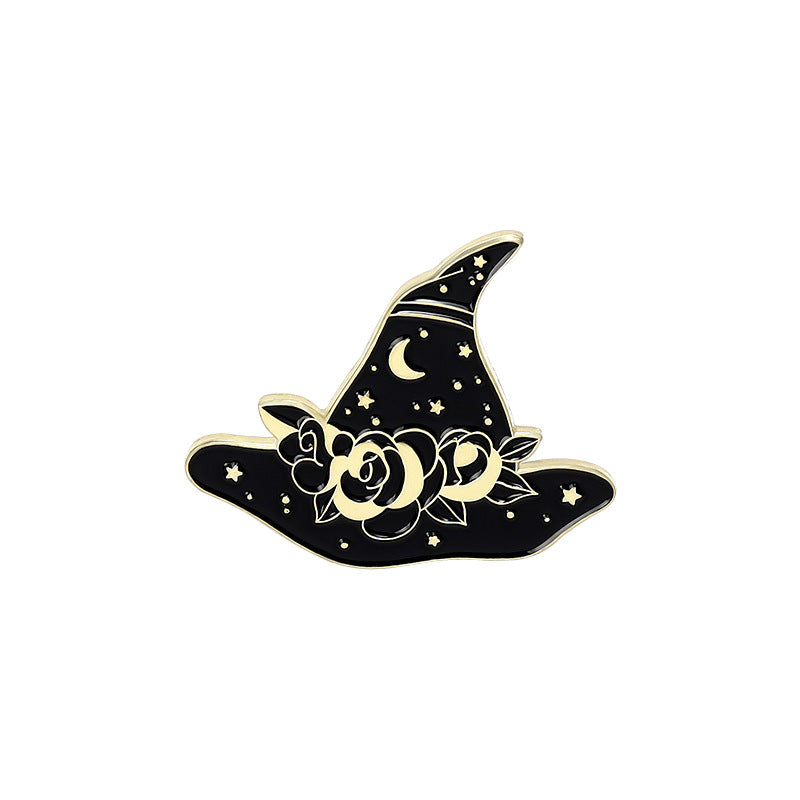 Punk Black Magic Cat Brooch Halloween Wizard Hat Brooch Spot Image