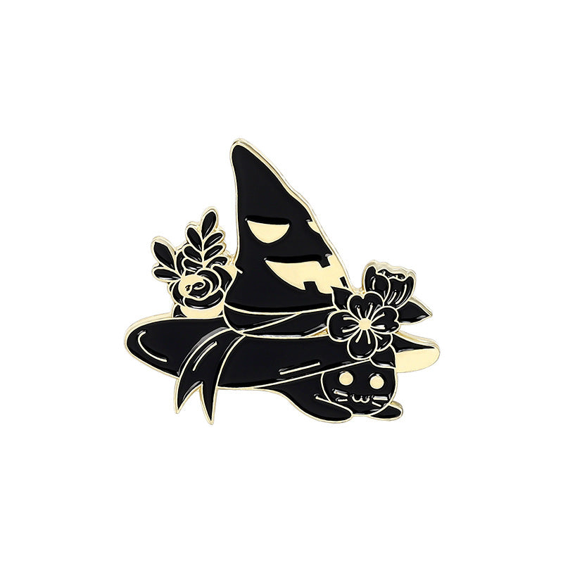 Punk Black Magic Cat Brooch Halloween Wizard Hat Brooch Spot Image