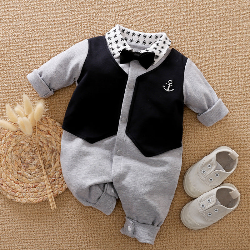 Gentleman's Baby Clothes, Long-sleeved Baby Clothes, Gentleman's Romper Image