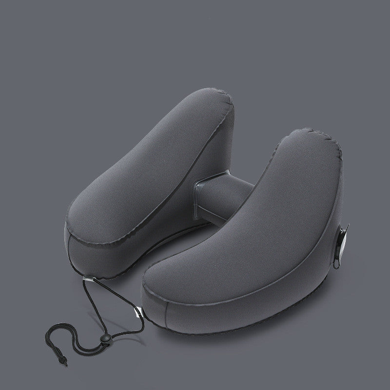 Hooded Travel Pillow H Shaped Inflatable Neck Pillow Folding Lightweight Nap Car Seat Office Airplane Sleeping Cushion Pillows Image