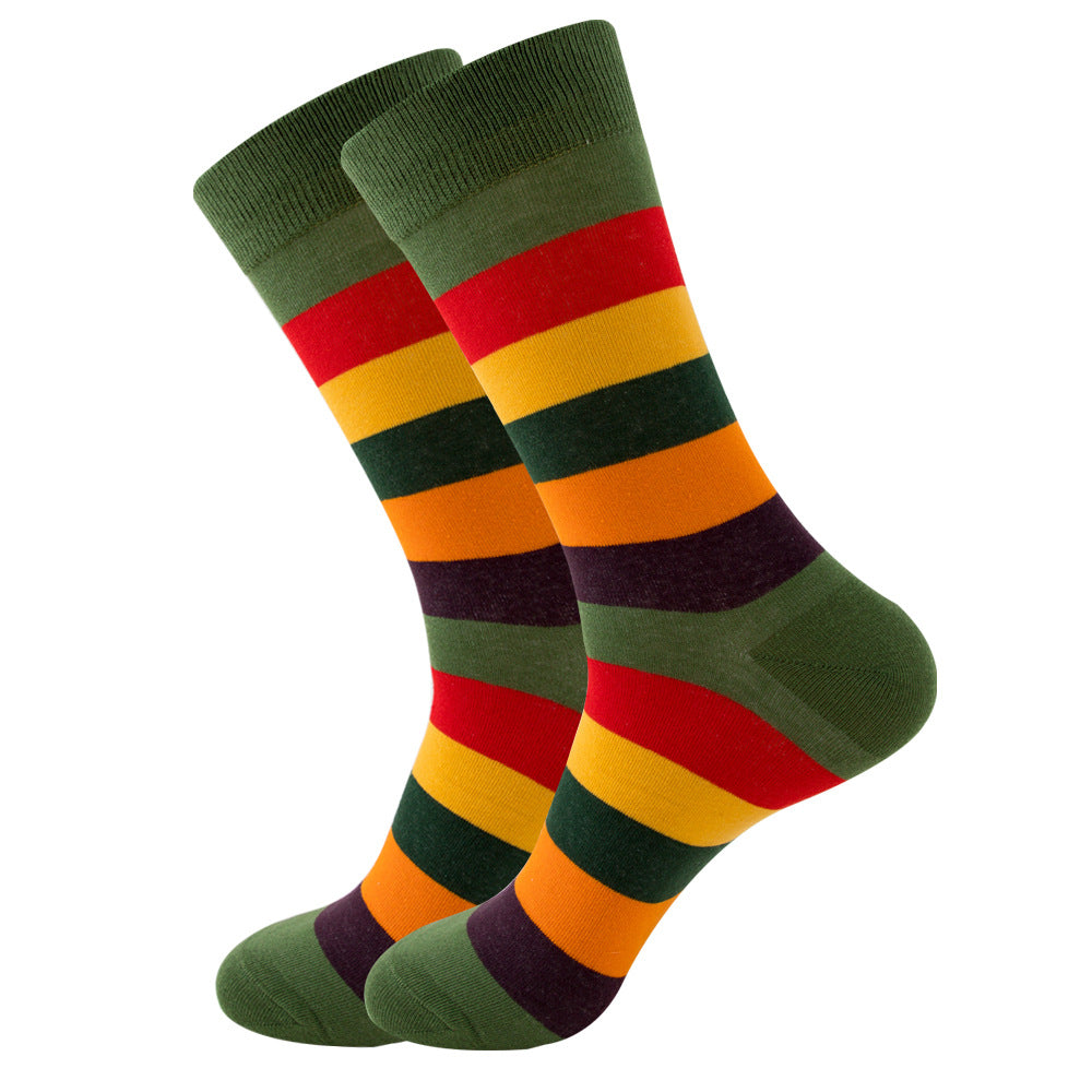 Striped Men's Socks Square Tube Socks Wave Women's Socks Image