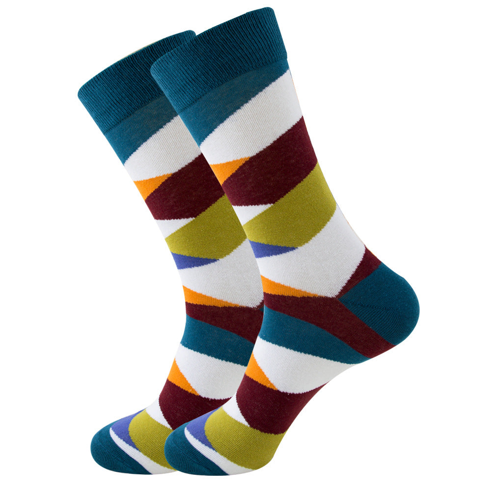 Striped Men's Socks Square Tube Socks Wave Women's Socks Image