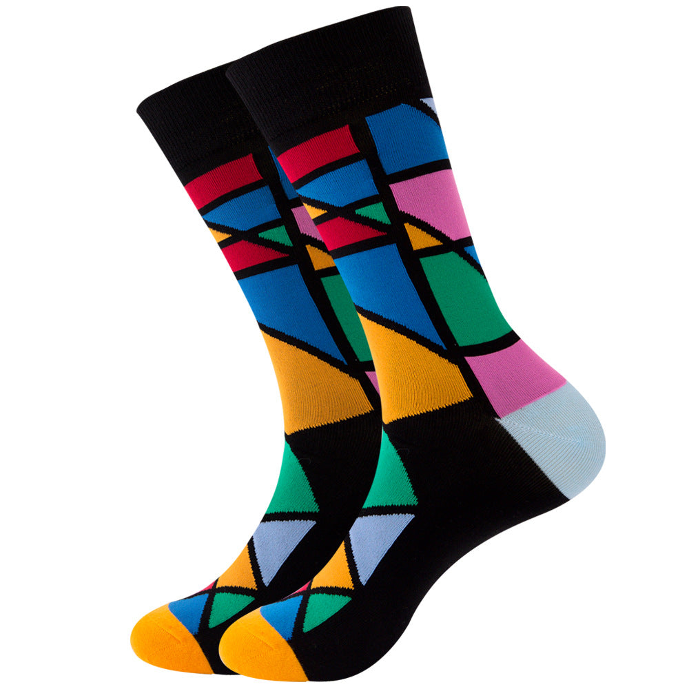 Striped Men's Socks Square Tube Socks Wave Women's Socks Image