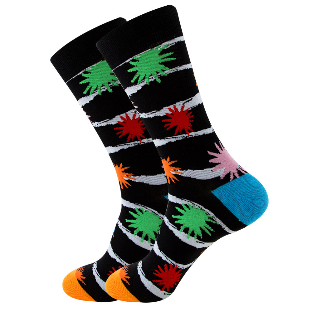 Striped Men's Socks Square Tube Socks Wave Women's Socks Image