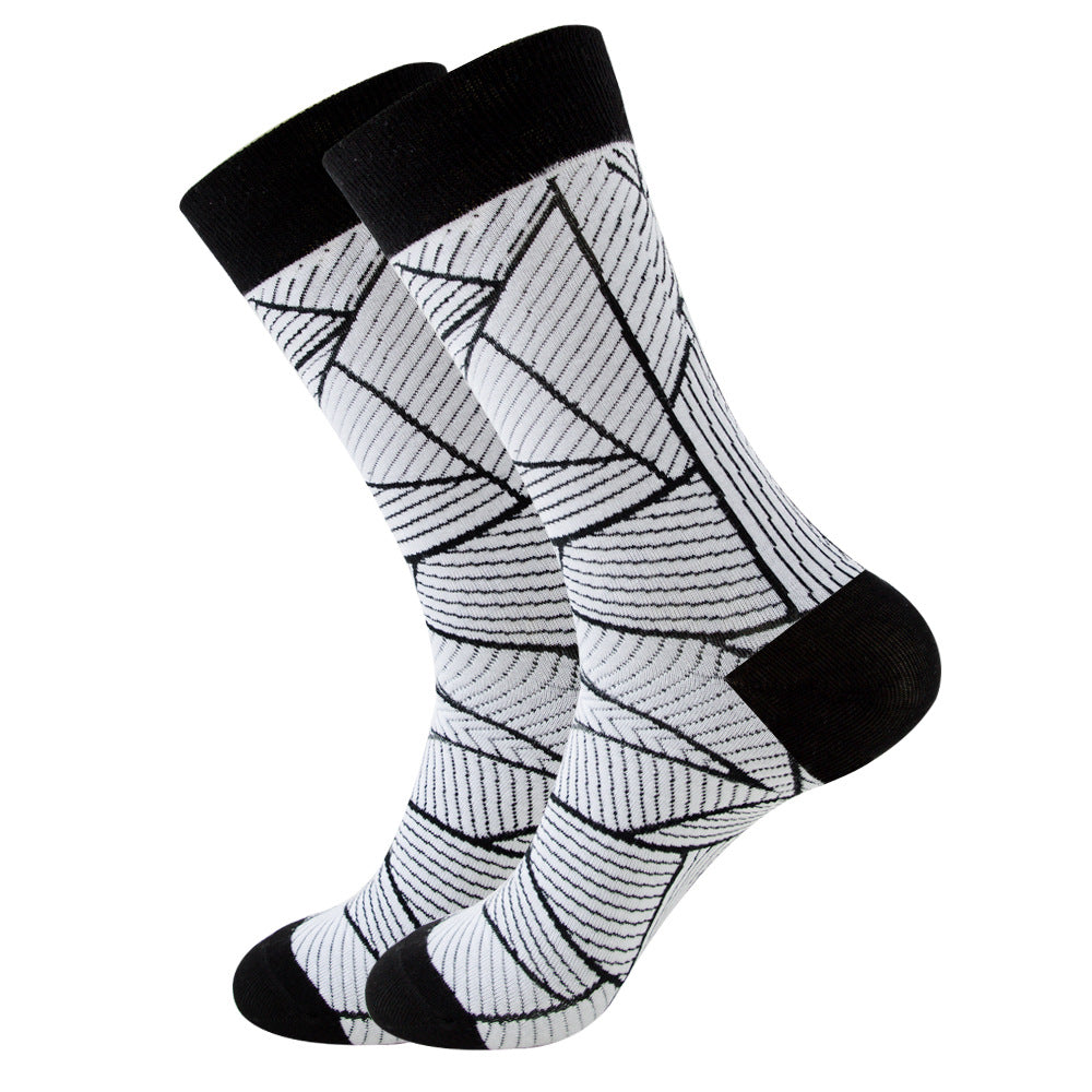 Striped Men's Socks Square Tube Socks Wave Women's Socks Image