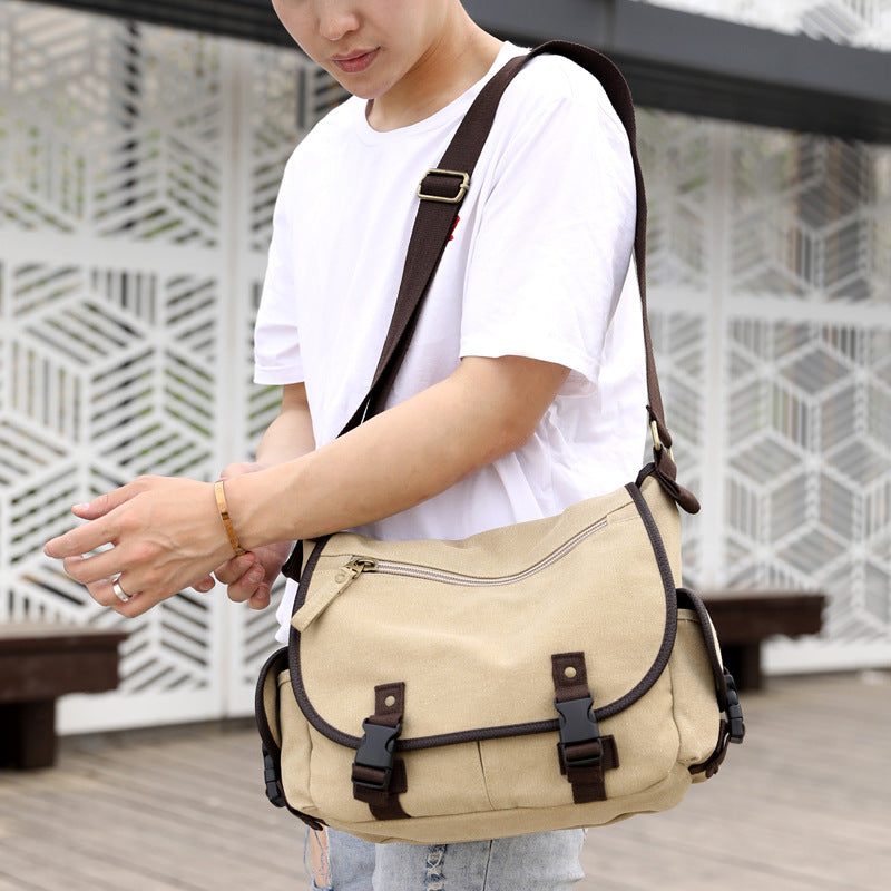 Men's Canvas Shoulder Bags Casual Men's Bags Messenger Bags Multifunctional Bags Image