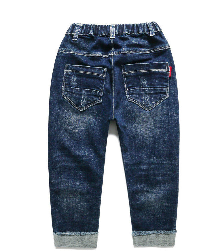 Kids Boys Jeans Baby Clothes Classic Pants Children Denim Clothing Boy Casual Bowboy Long Trousers  5-13Y Image