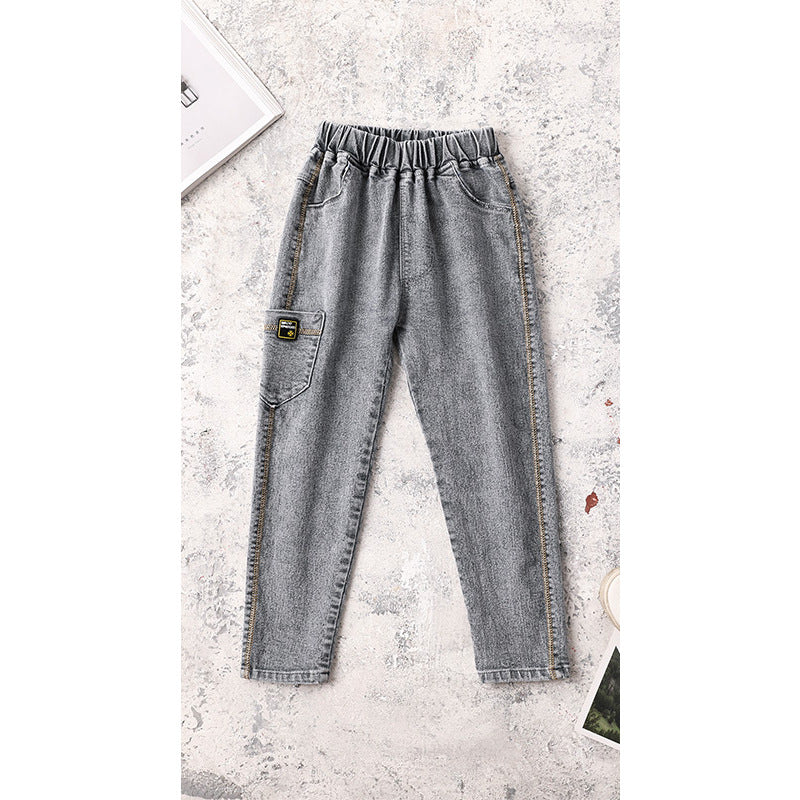 Kids Boys Jeans Baby Clothes Classic Pants Children Denim Clothing Boy Casual Bowboy Long Trousers  5-13Y Image