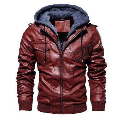 Winter Fashion Motorcycle Leather Jacket Men Slim Fit Oblique Zipper PU Jackets Autumn Mens Leather Biker Coats Warm Streetwear Image