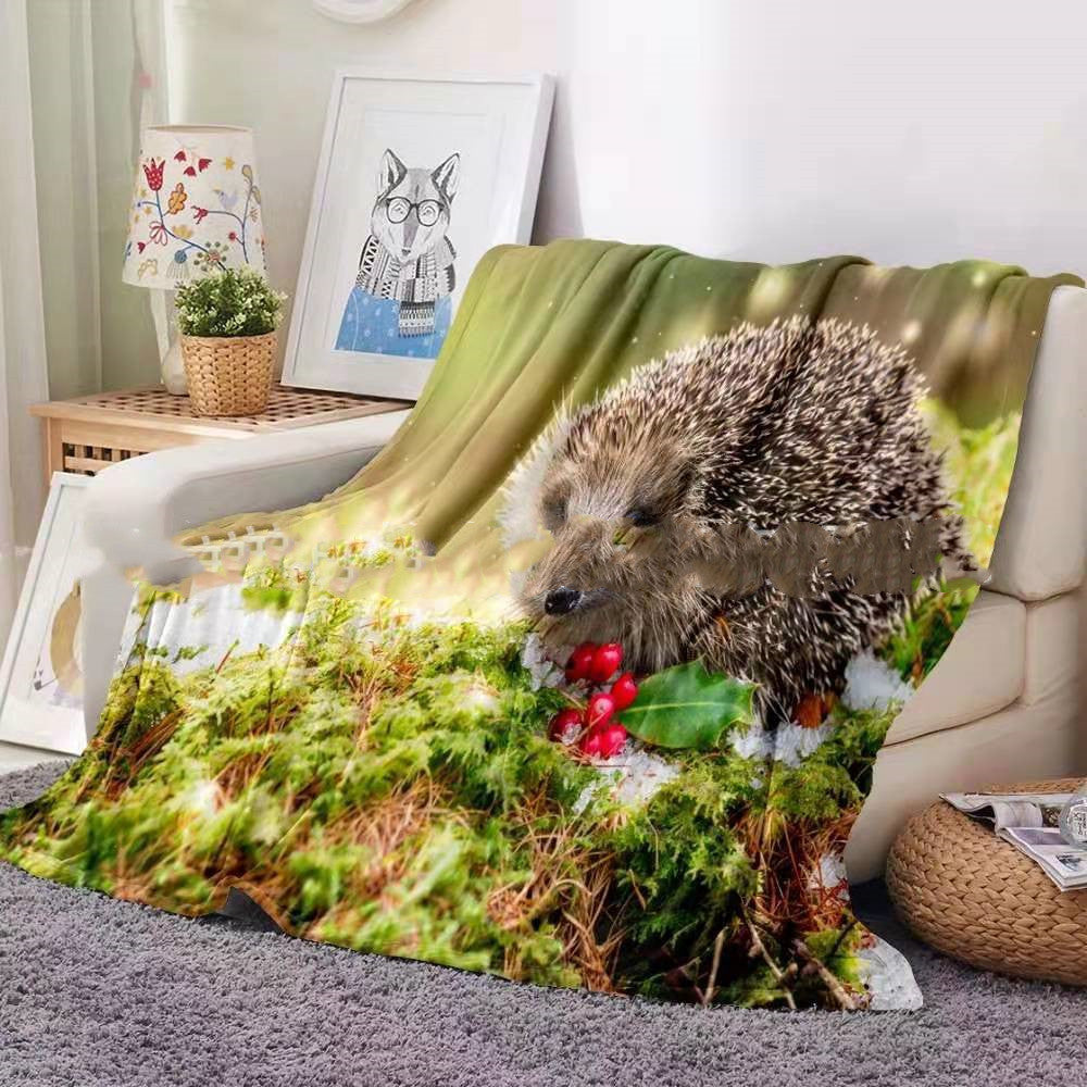 Flannel Blanket Hedgehog Coral Fleece Blanket Image