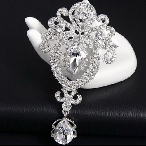 Fashion Crown Crystal Corsage Pendant Glass Brooch Image