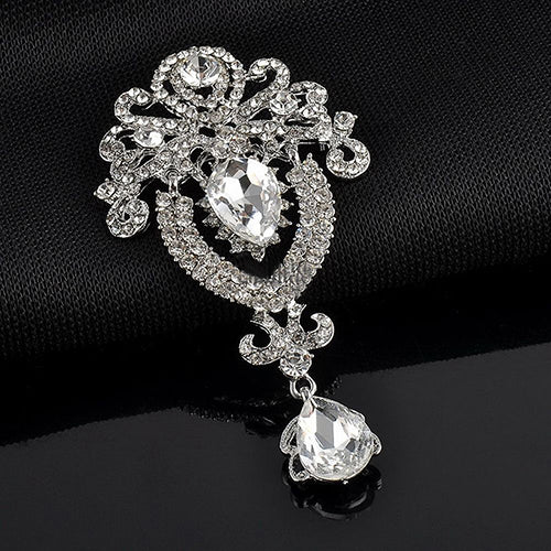 Fashion Crown Crystal Corsage Pendant Glass Brooch Image