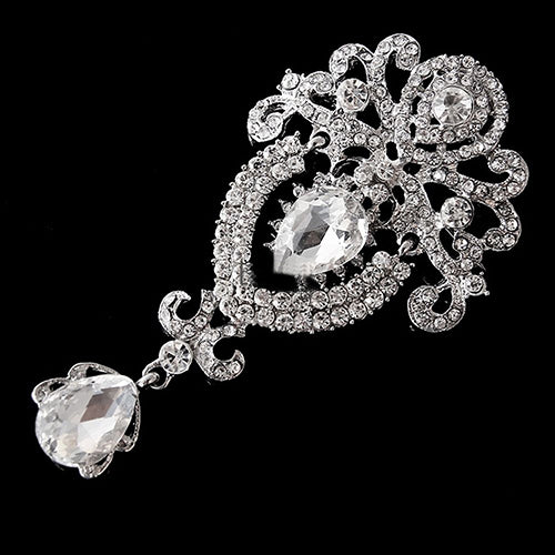 Fashion Crown Crystal Corsage Pendant Glass Brooch Image