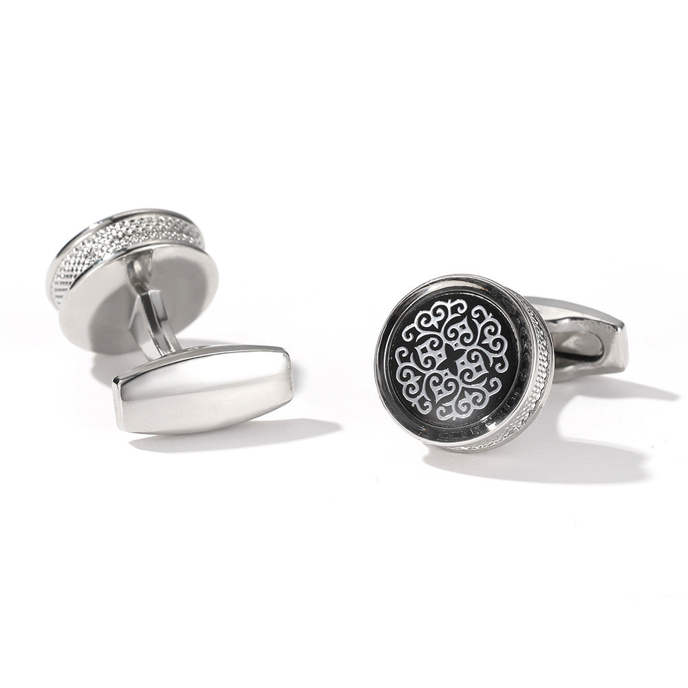 Fashion Pattern Round Silver Cufflinks Cufflinks Image