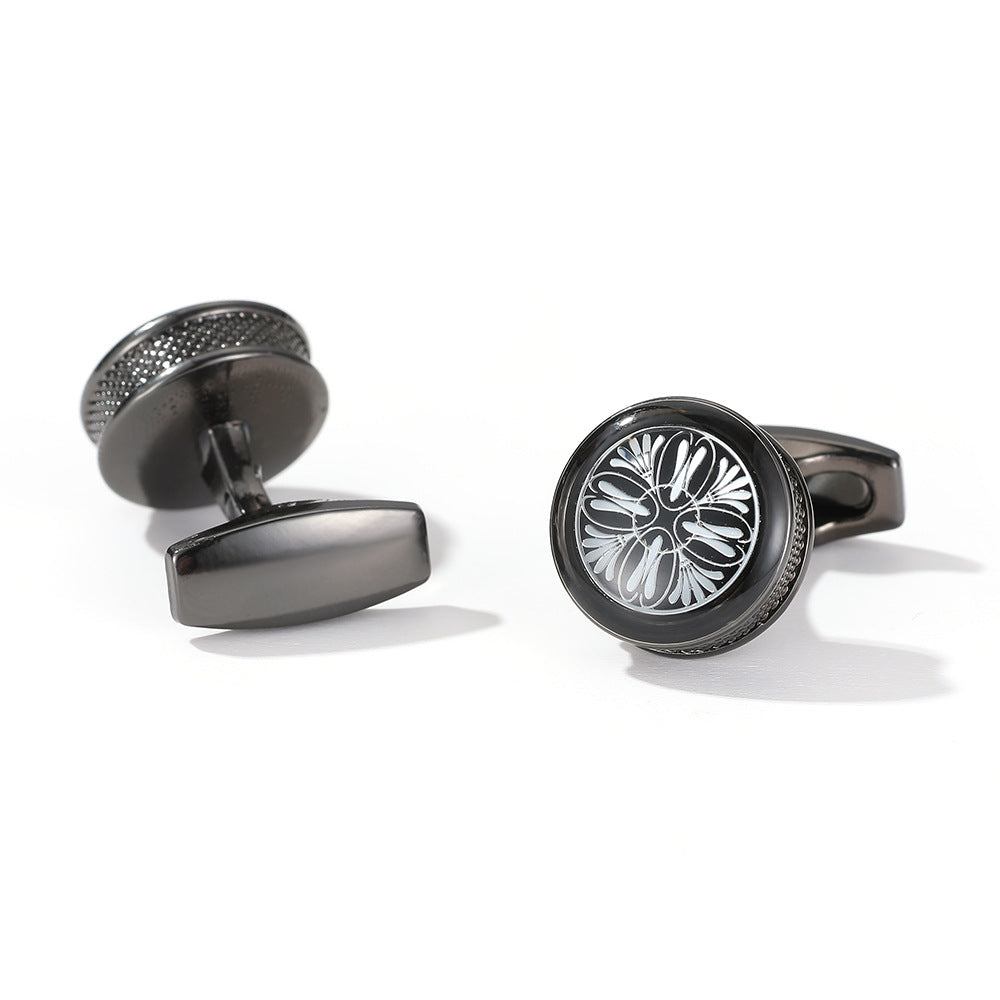 Fashion Pattern Round Silver Cufflinks Cufflinks Image