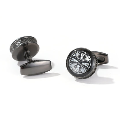 Fashion Pattern Round Silver Cufflinks Cufflinks