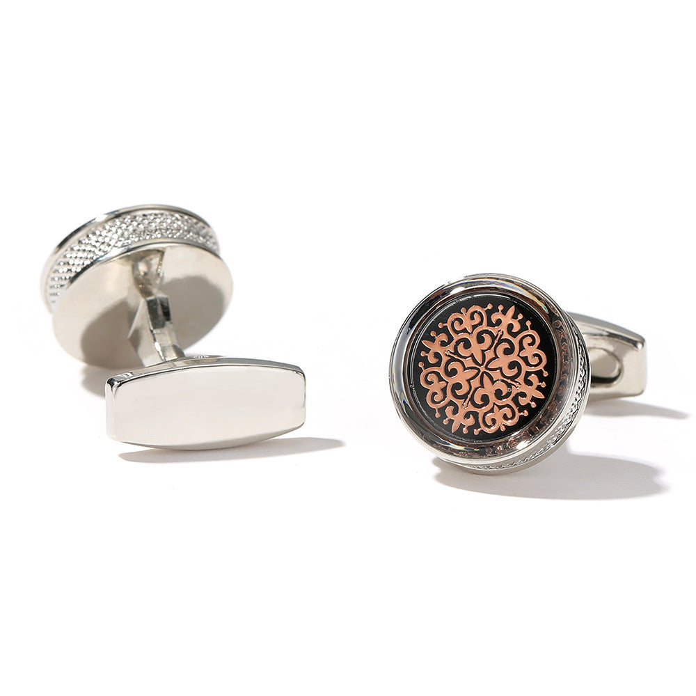 Fashion Pattern Round Silver Cufflinks Cufflinks Image