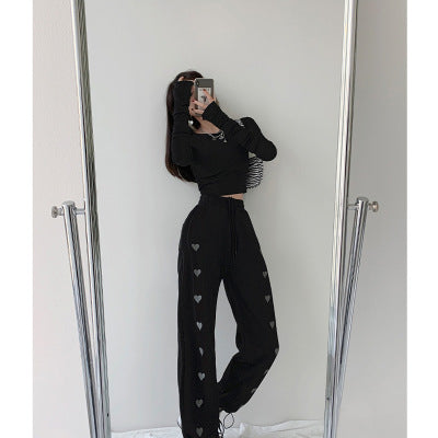 New Love High Waist Drawstring Pants Loose Drawstring Image