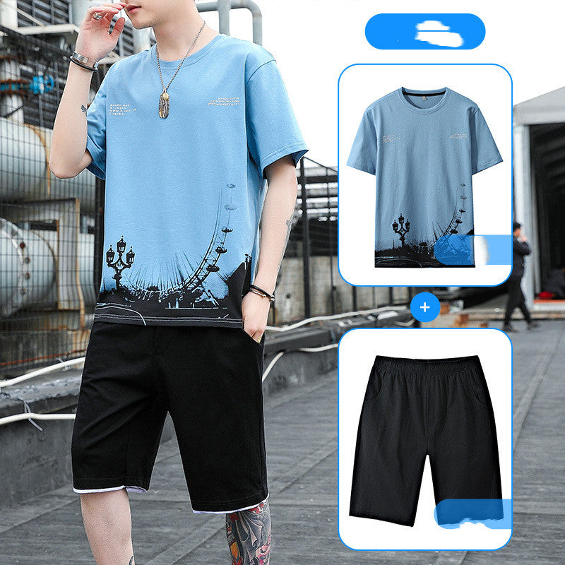 Sports Suit Men's Summer Cotton Short Sleeve T-Shirt Shorts Men's Image