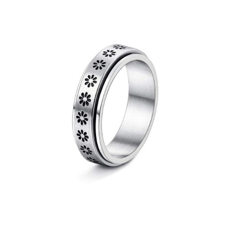 Stainless Steel Rotatable Spinner Ring Moon Stars Relieve Anxiety Rings Image