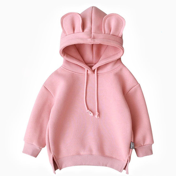 Cartoon Solid Color T-shirt Sweater Fleece Long-sleeved Hooded Children's T-shirt Image