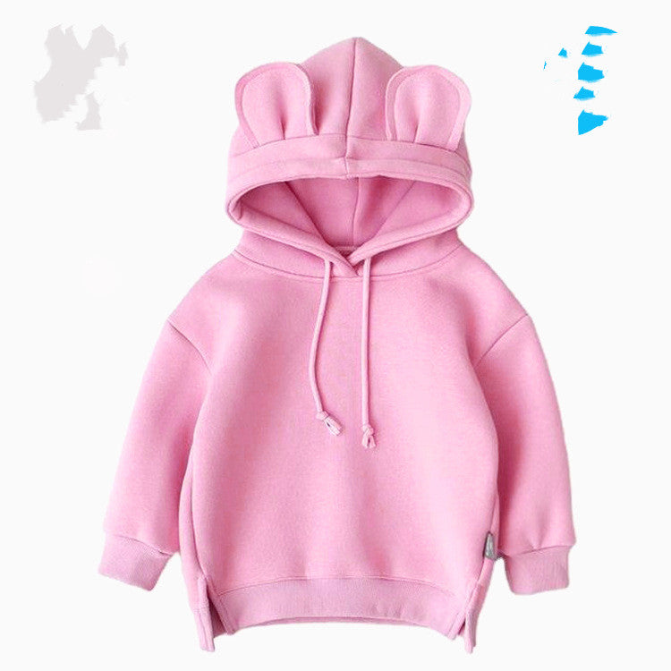 Cartoon Solid Color T-shirt Sweater Fleece Long-sleeved Hooded Children's T-shirt Image