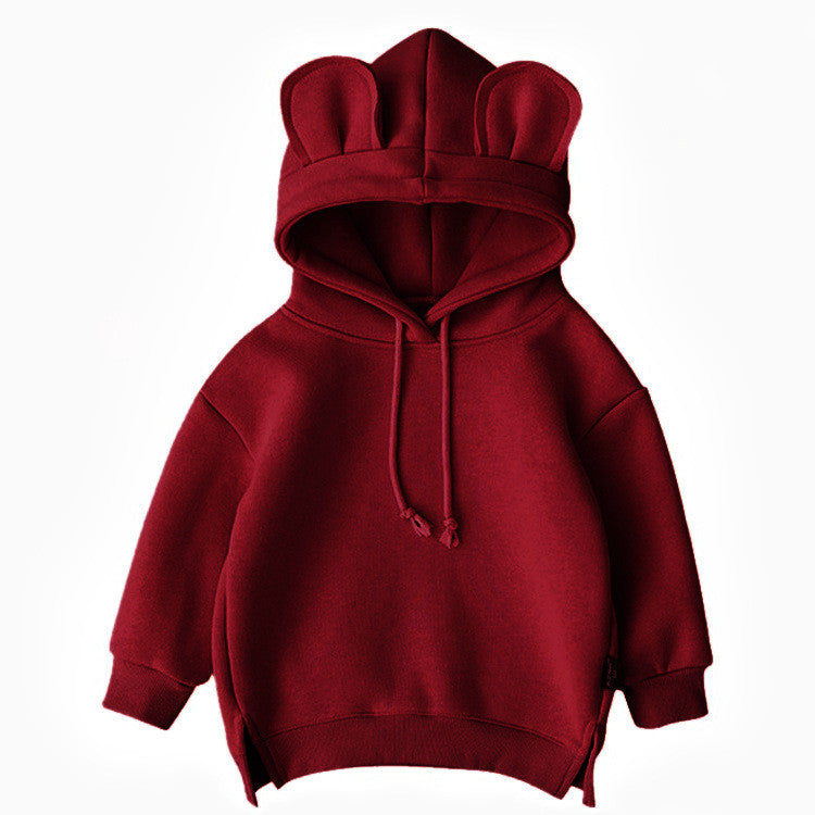 Cartoon Solid Color T-shirt Sweater Fleece Long-sleeved Hooded Children's T-shirt Image