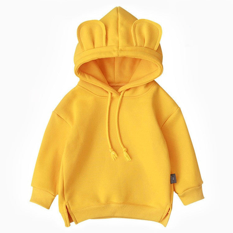 Cartoon Solid Color T-shirt Sweater Fleece Long-sleeved Hooded Children's T-shirt Image