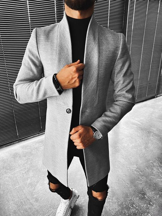 Stand-up Collar Mid-Length Men's Woolen Coat Image