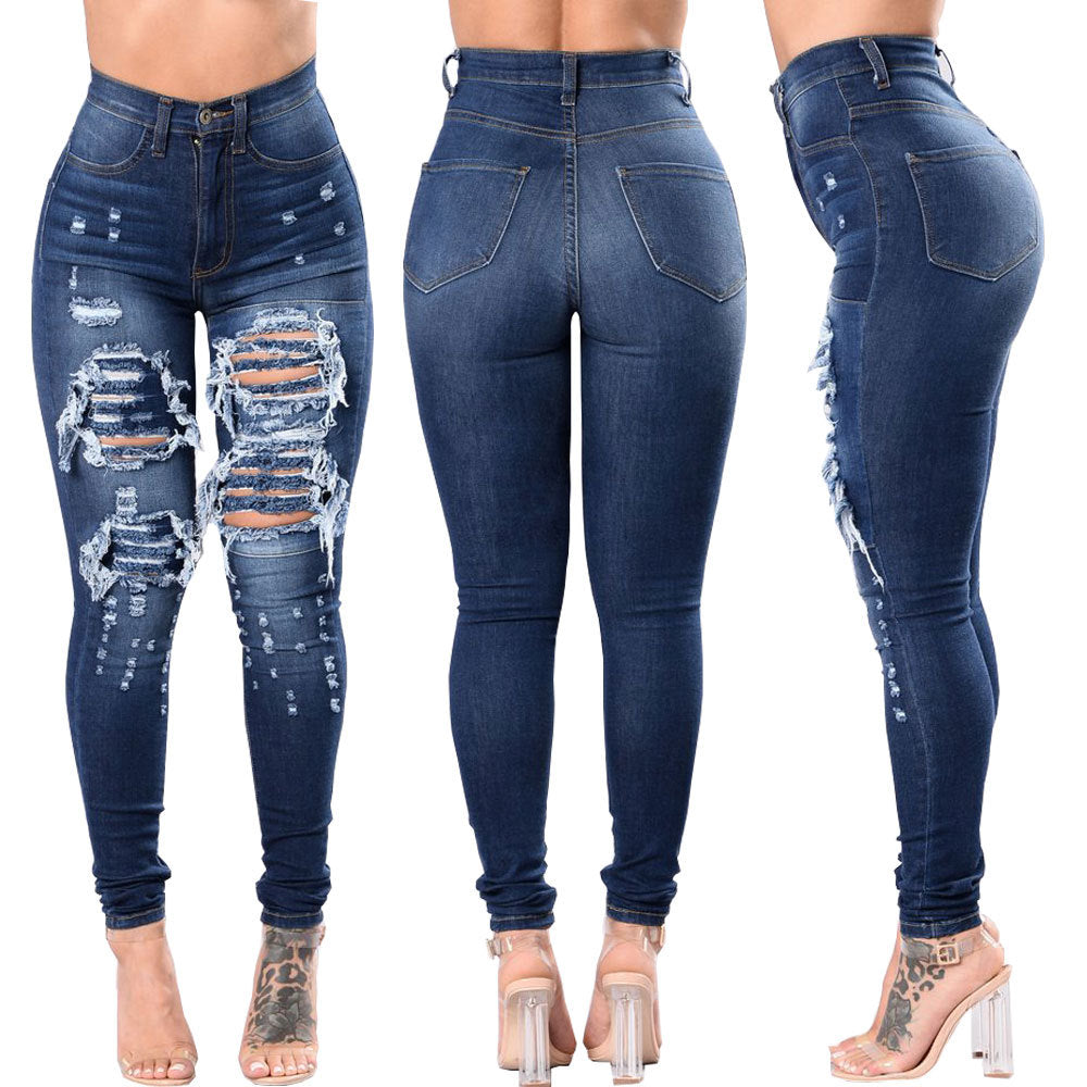 Women's ripped jeans pants Image