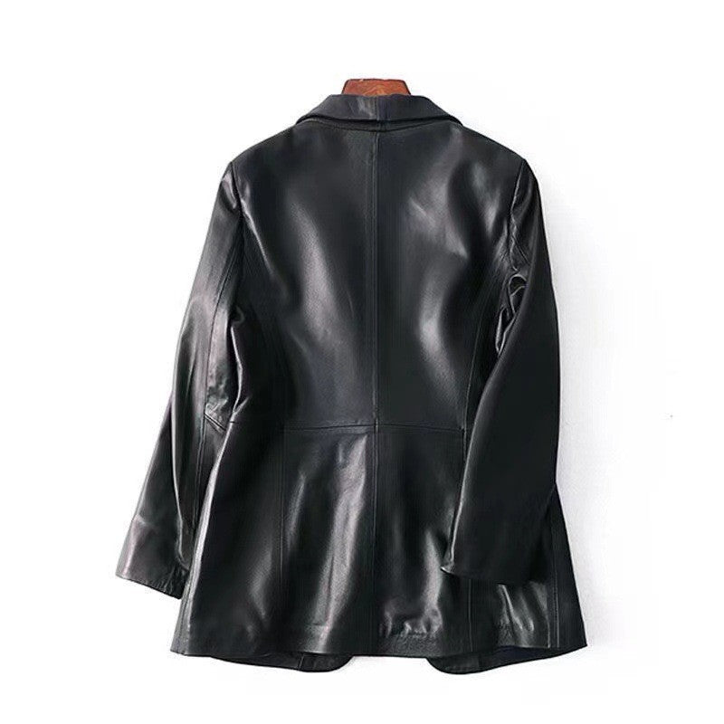 Slim Suit Collar Leather Little Jacket Image