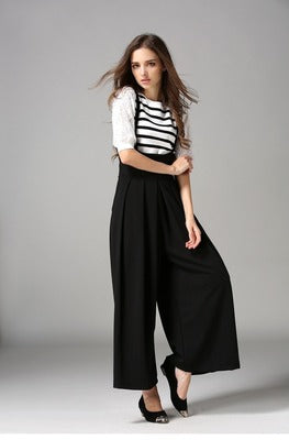 Cropped suspenders wide-leg pants Image