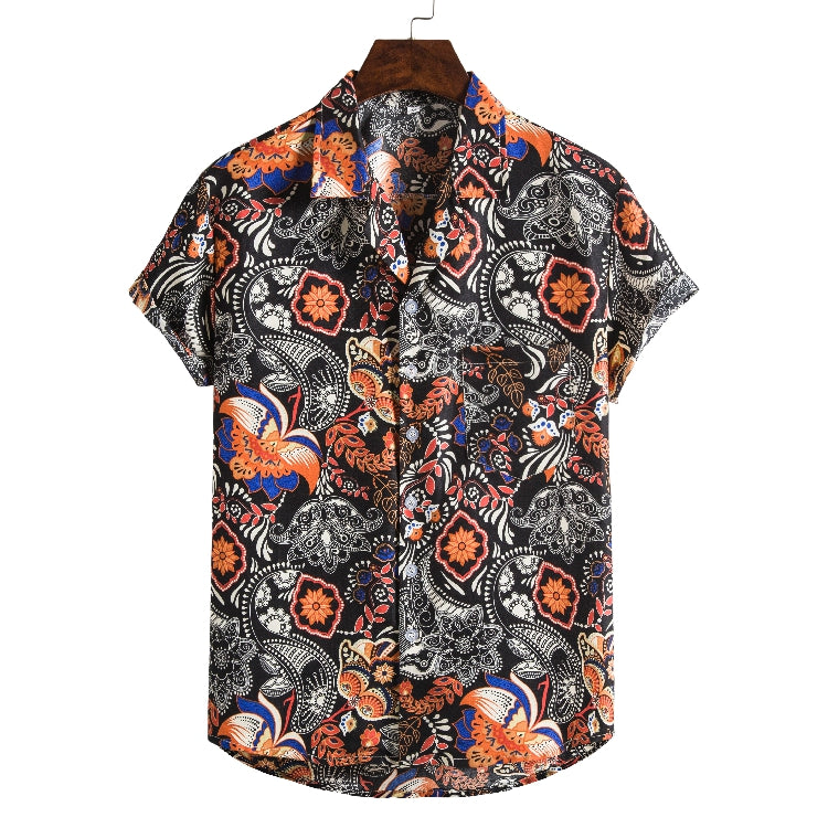 Men Short sleeved beach shirts men New printed T shirt Image