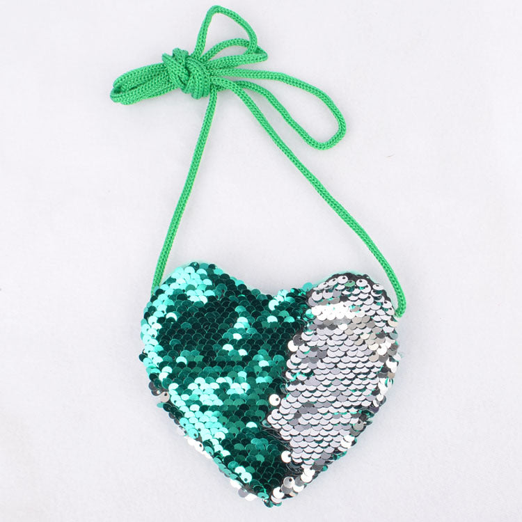 Sequined lanyard bag love children's coin purs Image