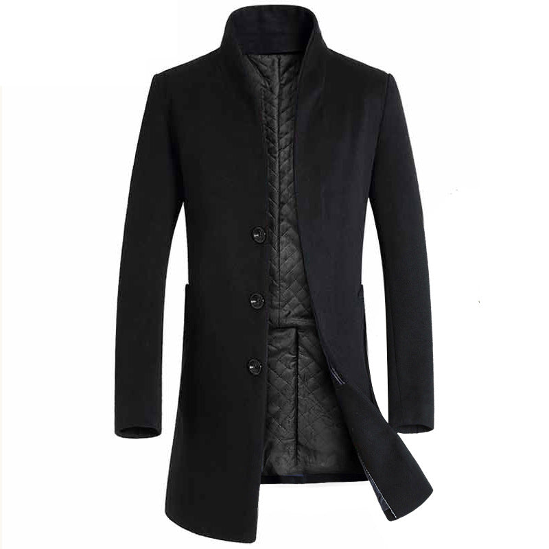 Men's long coat woolen coat trench coat Image